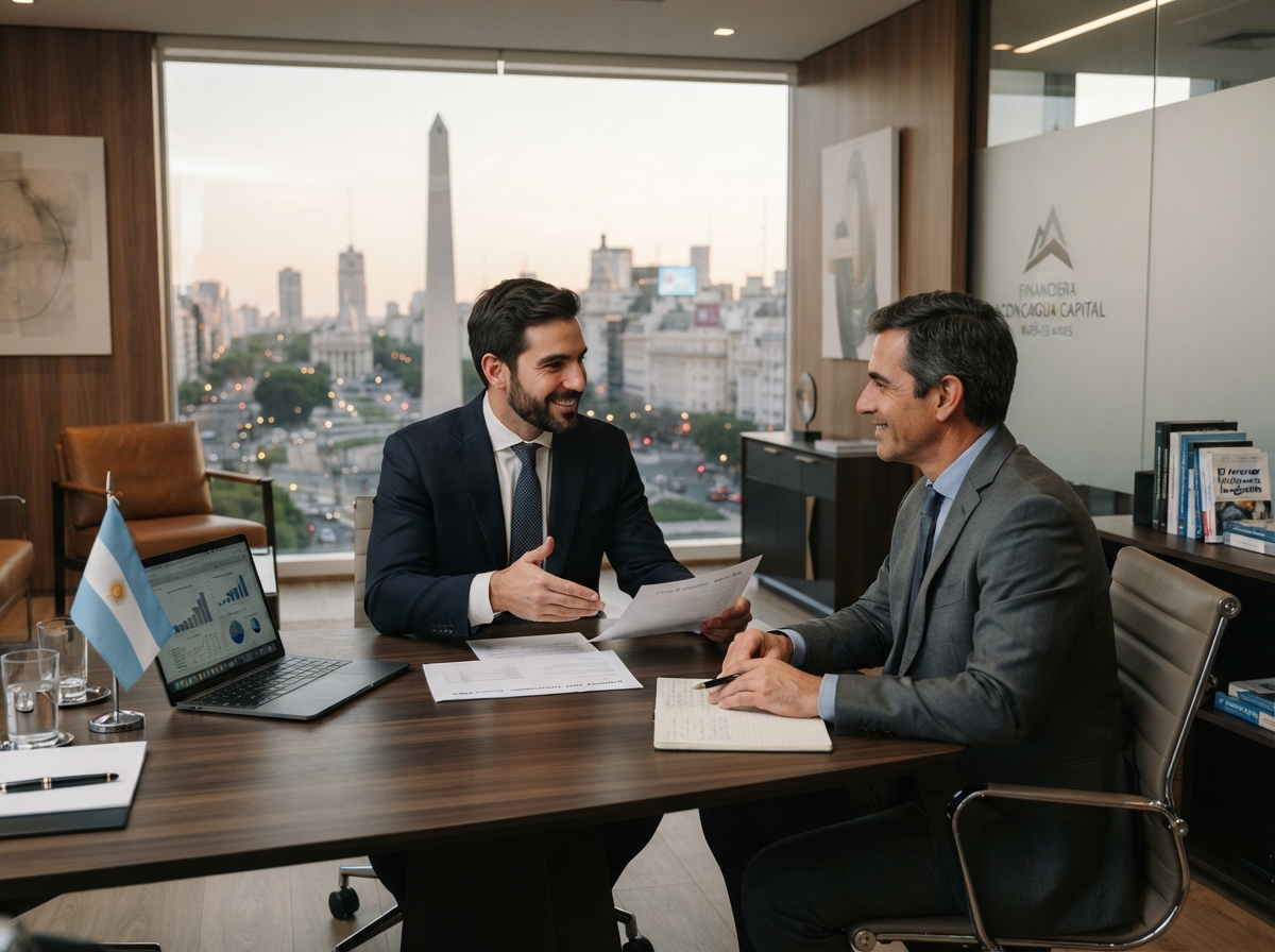 Asesor con su cliente en oficina moderna